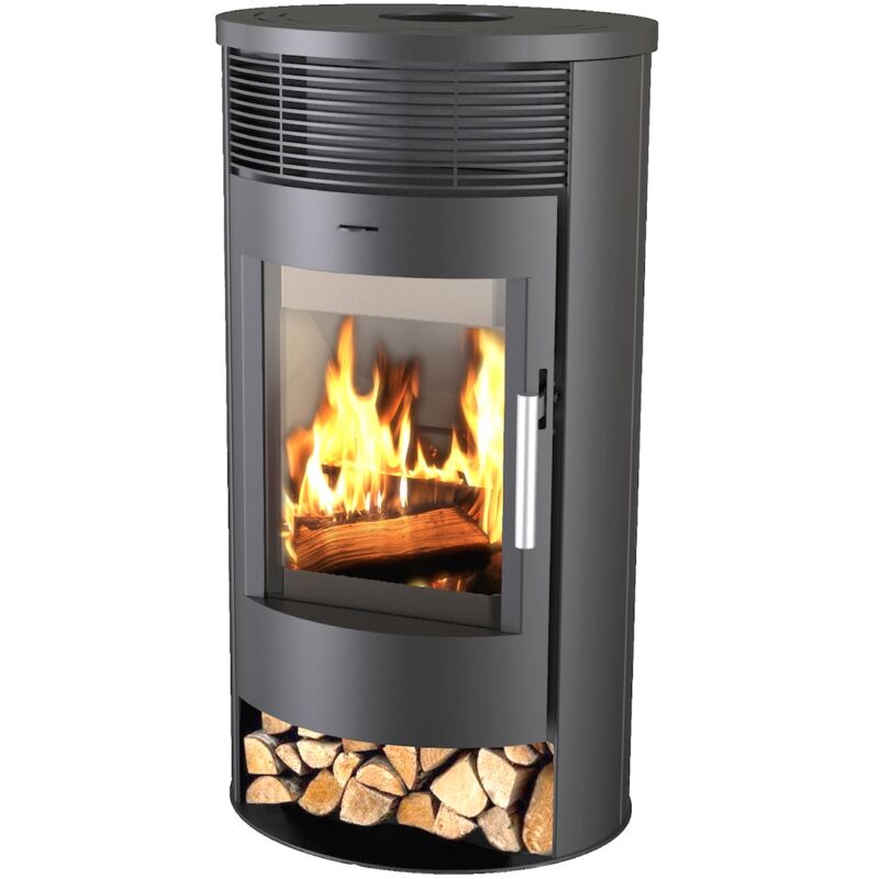 Eider Biomasa - Poêle à bois - modèle Ronde - 6,3 kW - jusqu'à 140 m³ - H.102 x l.49 x P.56 cm - Classe énergétique a
