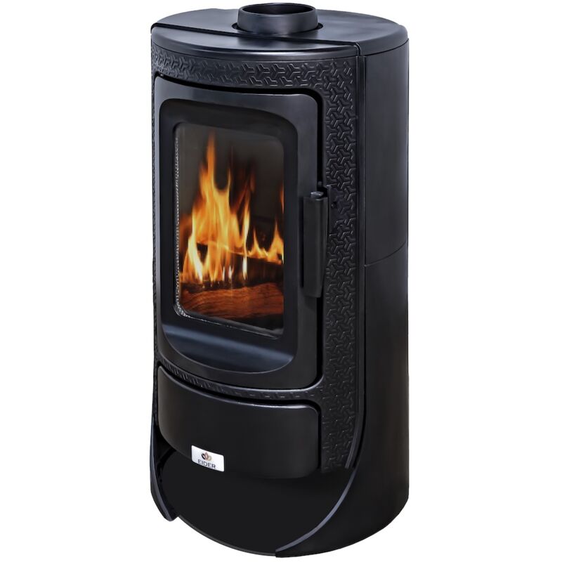 Eider Biomasa - Poêle à bois - modèle Royce - 9,2 kW - jusqu'à 205 m³ - H.97 x l.48 x P.49 cm - Classe énergétique a