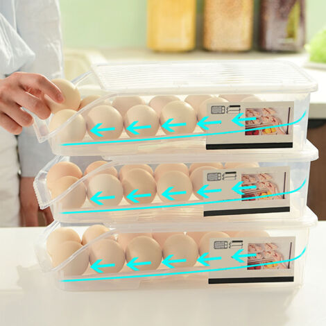 Eieraufbewahrungsbox mit automatischem Rotationssystem, innovativem Design, transparent für Küche und Kühlschrank.