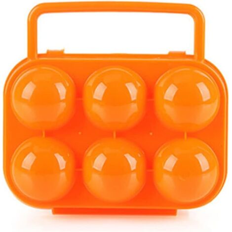 Eierbehälter mit 6 Fächern, stoßfeste Eieraufbewahrungsbox aus Kunststoff, tragbarer Eierbehälter-Transportspender, Outdoor-Kühlschrank für Camping-Picknicks, 1 Stück (orange)