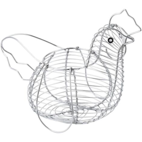 Eierkorb aus Metall, Hühnerform, Chromdraht, Eier-Aufbewahrungskorb, Metallkorb für Lebensmittelgeschirr, Mehrzweck-Dekor, Eieraufbewahrung, Obst-Organizer für Zuhause