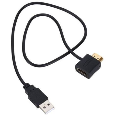 Eiffel Adaptateur HDMI mâle vers connecteur femelle HDMI + câble d\'alimentation du chargeur USB 2.0 50cm
