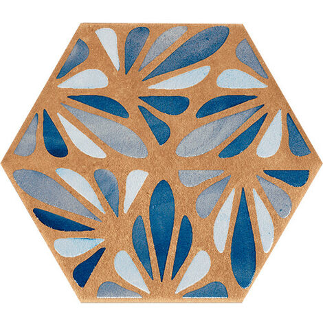 Eiffel Art Construction – Carrelage hexagonal effet ciment 25x21,6 cm – Céramique rugueuse et brute – Finition émail brillant – Bords irréguliers décoratifs