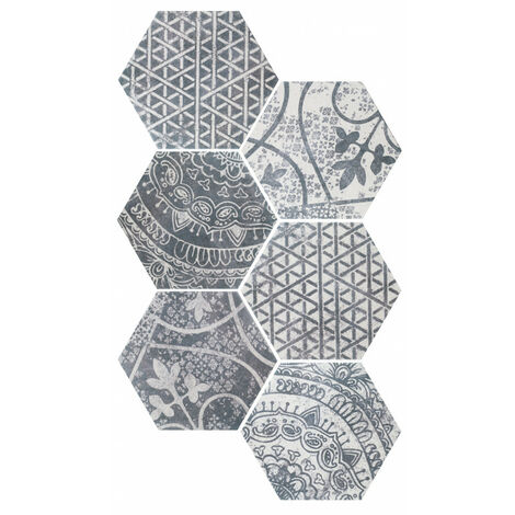 Eiffel Art Construction – Carrelage hexagonal motif patchwork 26,6 x 23 cm – Grès cérame – Épaisseur 9 mm – Finition mate pour revêtement intérieur