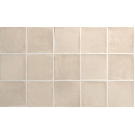 Eiffel Art Construction – Carrelage sol uni effet zellige bejmat beige 10x10 cm – Grès cérame – Finition mate – Pour murs et sols intérieurs – V3 nuances modérées
