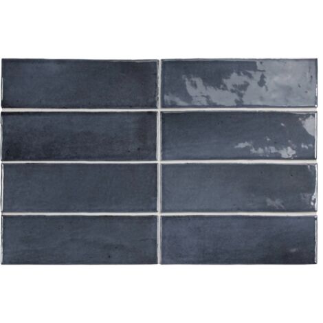 Eiffel Art Construction – Carrelage sol uni effet zellige bejmat marocain 5x15 cm bleu brillant – Finition élégante pour murs intérieurs – Boîte de 0,50m²