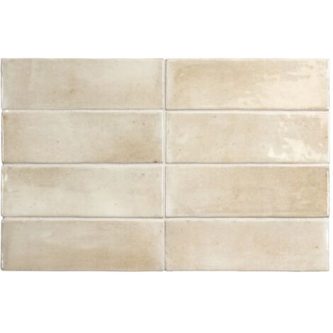 Eiffel Art Construction – Carrelage sol uni effet zellige bejmat marocain 5x15 cm crème beige brillant – Finition brillante pour murs intérieurs – Boîte de 0,50m2