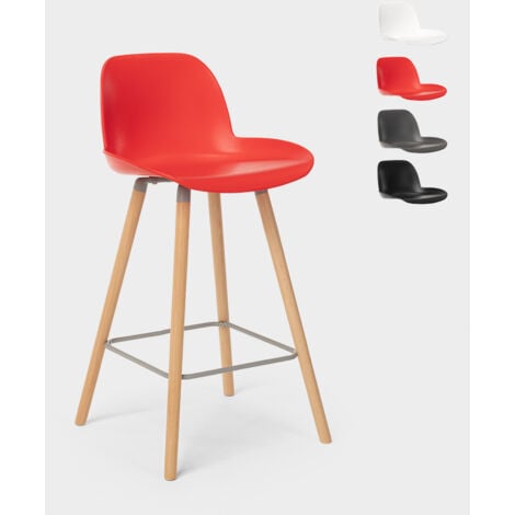 SUPERSTOOL Eiffel Burj 65 moderner hoher Hocker für Bar und Küche Skandinavisches Design Farbe: Rot