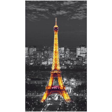 Eiffel tower at night Paris, rideau imprimé Tour Eiffel illuminée 140x245 cm, 1 pièce