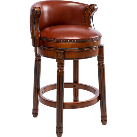 Eifson – Tabouret de bar en bois de vache pivotant 360° – Dossier incurvé – Hauteur 83 cm – Confort optimal pour cuisine et bar