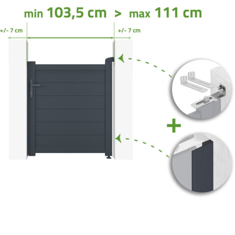 EIGER H.115cm graues verstellbares Aluminiumtor, 1m Breite