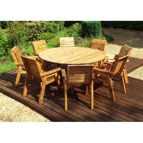 Eight Seater Circular Table Set with Cushions - W350 x D350 x H98 - Fully Assembled - Grey