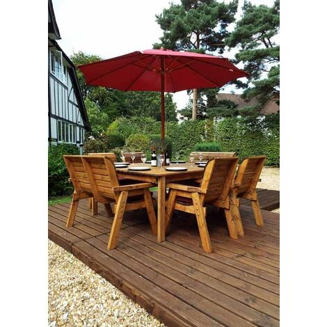 Eight Seater Square Table Set with Cushions - W250 x D250 x H98 - Fully Assembled - Burgundy