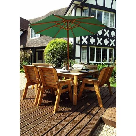 Eight Seater Square Table Set with Cushions - W250 x D250 x H98 - Fully Assembled - Green
