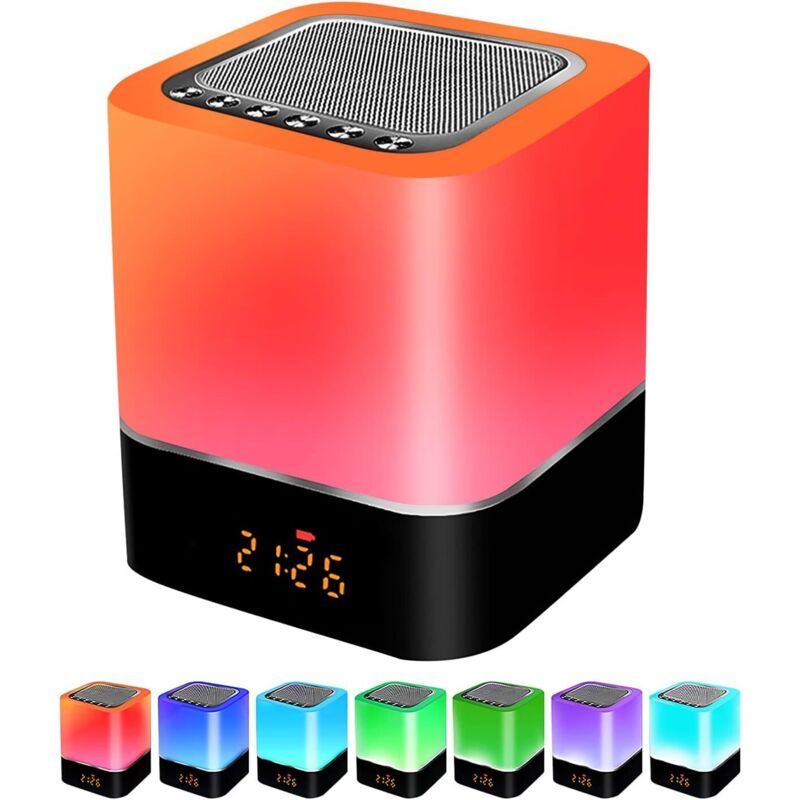 eilleuses Bluetooth Haut-Parleur, Réveil Bluetooth Haut-Parleur Capteur Tactile Lampe de Chevet Lampe de Table à LED Multicolore RVB Dimmable, Appel