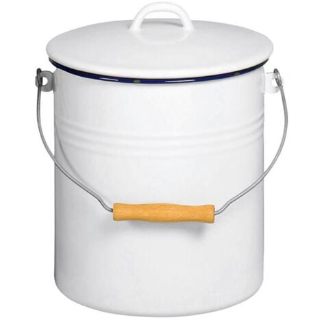 KRÜGER Eimer mit Deckel 10 l 32cm Ø25cm emailliert weiß