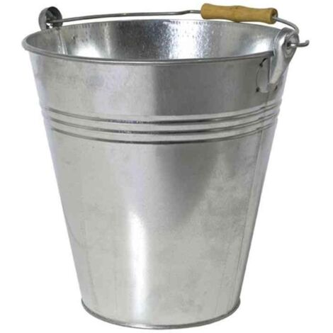 Eimer mit Holzgriff 10 l, verzinkt Stahlblech silber