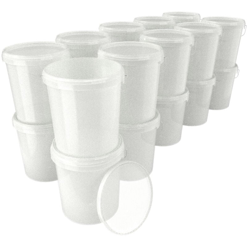 Fixedbyu - 20 seaux avec couvercle en plastique seau vide 15,9l alimentaire transparent