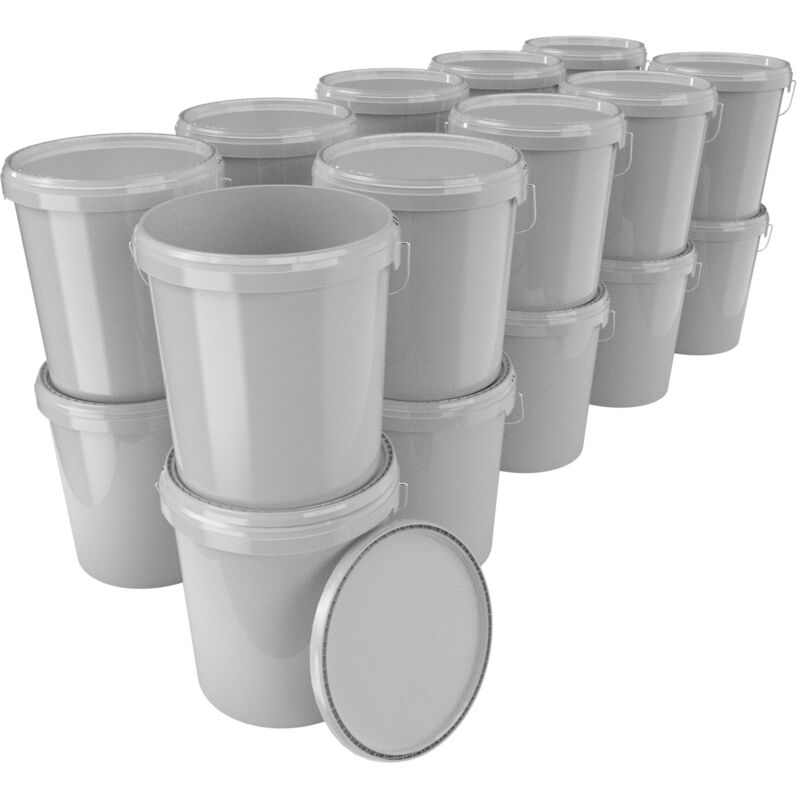 Fixedbyu - 20x Set de seaux pour l'industrie alimentaire et chimique, capacité 15,9 litres, gris