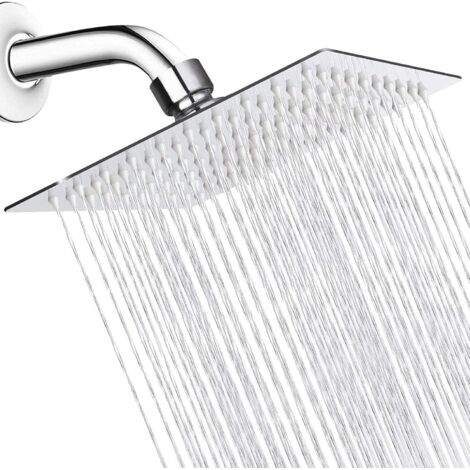 Ein 8 Zoll großer, quadratischer, silberner Einzelduschkopf und ein 15 cm großer, druckbeaufschlagter Duschkopf mit Hebelwirkung für den Hausgebrauch.