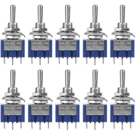 Ein-/Ausschalter, robuster, kompakter 3-poliger SPDT-Schalter für industrielle und Kfz-Steuerungen, 10 Stück, 6 A, 125 V AC