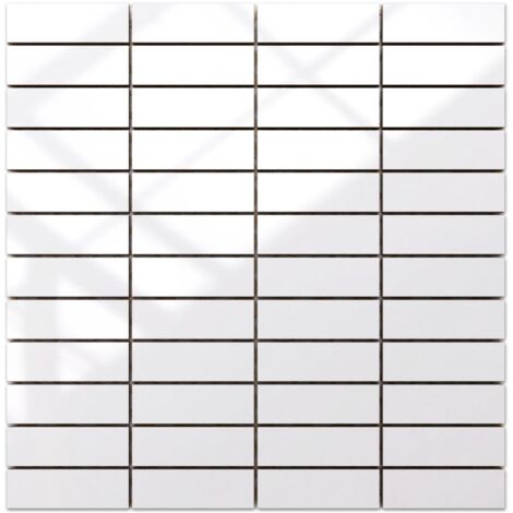 Ein keramisches Mosaikblatt auf Netz für Bad oder Küche 29,8 x 30cm - Regular white brick