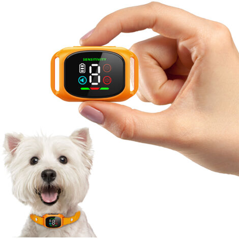 Ein orangefarbenes Antibellhalsband (Durchmesser von 3 bis 18 cm) mit intelligentem Sensor und Anti-Interferenz-Vibration.