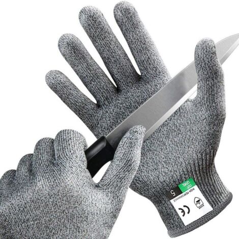 Ein Paar schnittfeste Handschuhe der Klasse 5, lebensmittelecht, zum Schutz vor Schnittverletzungen in der Küche geeignet für Fällarbeiten, Gartenarbeit, Angeln, Holzarbeiten, Größe XL D