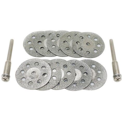 Ein Set aus 10 Diamanttrennscheiben, 30-mm-Diamanttrennscheiben mit 8 Löchern, Diamanttrennscheiben mit 2 Dornen, Minitrennscheiben geeignet für Rotationswerkzeuge.