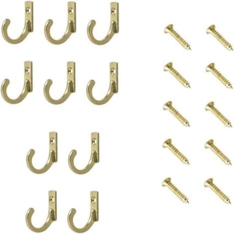Ein Set aus 10 robusten und langlebigen Wandhaken, geeignet für Küchentüren, Badezimmer, Kleidung, Bademäntel, Handtücher, Hüte, Schlüssel usw. (gold)
