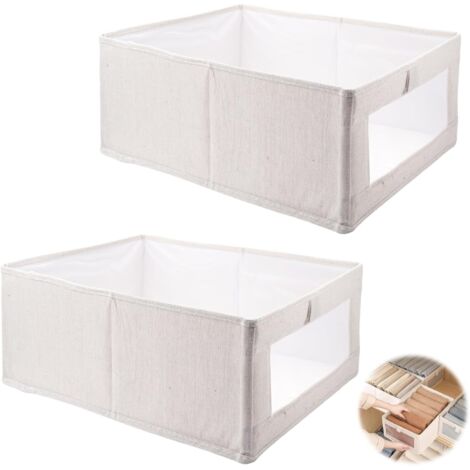 Ein Set aus 2 faltbaren Aufbewahrungsboxen, Maße 41 x 28 x 17 cm, aus Stoff, graue Farbe, zur Aufbewahrung von Kleidung, Büchern usw.