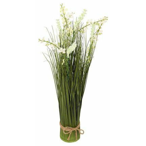 Ein Strauß künstlicher WILDBLUMEN, weiß mit grünen Stielen