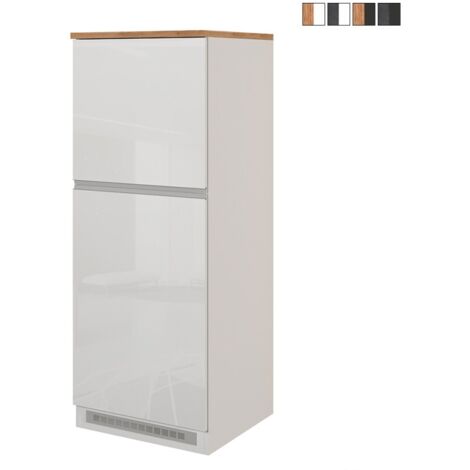 Einbau-Kühlschrankverkleidung mit 2 Türen, Küchenschrank 60x60x164,5h Halser - Weiß - Eiche