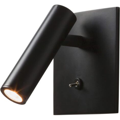 Einbau-LED-Spot mit 3 W, gerichtetem Lichtkegel, für Nachttischlampen, mit Ein-/Ausschalter und einstellbarer Fokussierung, schwarz.