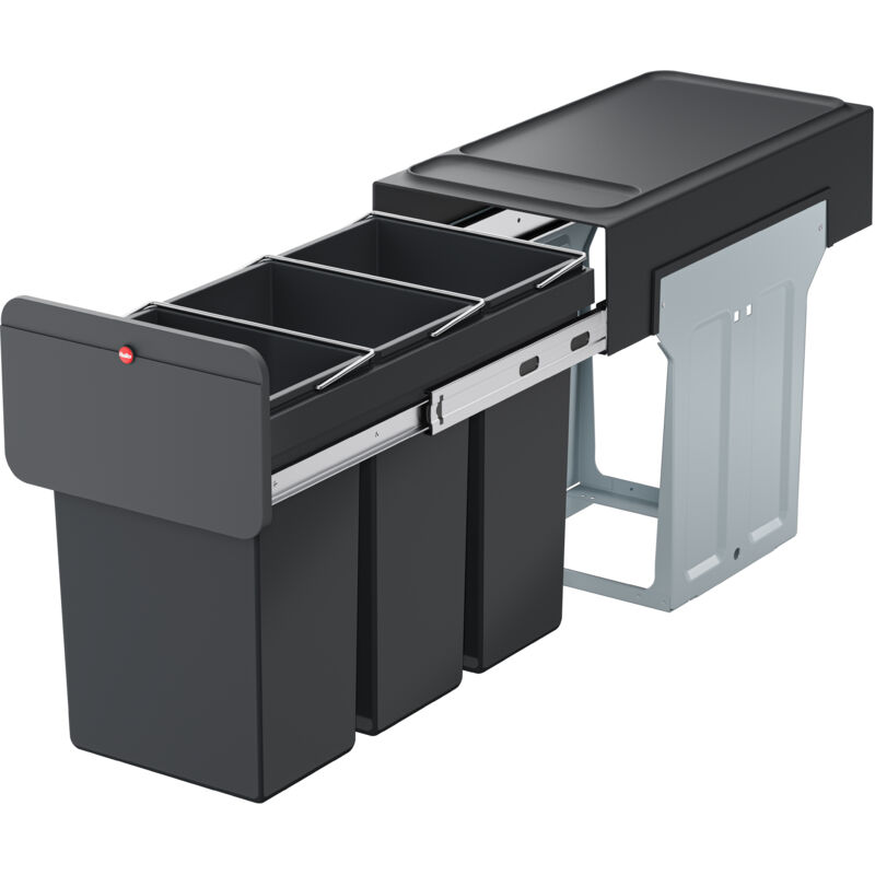 Hailo Ecoline Design Trio L, Einbau-mülltrennungs-system, 3 X 10 L, Schwarz