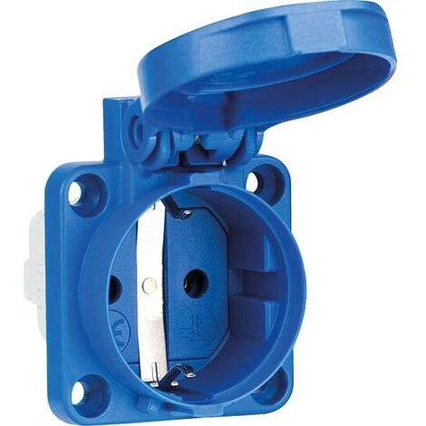 Einbau-Schukosteckdose blau IP54, mit Dichtrand