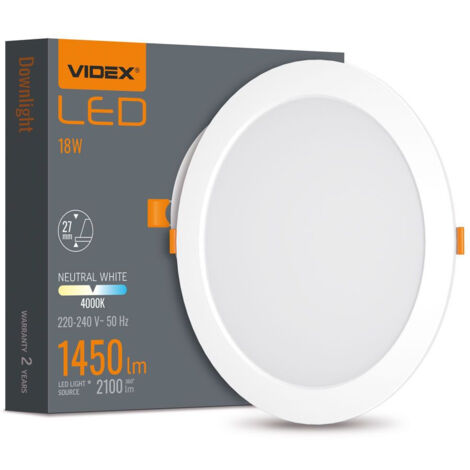 Einbauleuchte weiß rund 22,2 cm eingebaute LED 18W DownLight Videx 4000K 2100lm