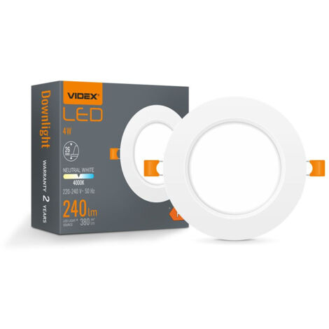 Einbauleuchte weiß rund 9,8 cm eingebaut LED 4W DownLight Videx 4000K 380lm