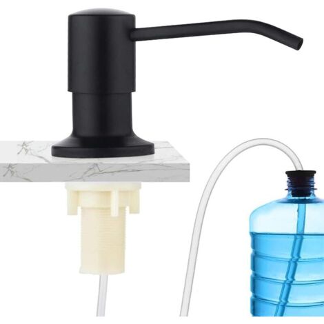 Einbauseifenspender, Seifenspender-Set aus Edelstahl, schwarzer Küchenspülen-Seifenspender aus Edelstahl mit integriertem Pumpenkopf und Verlängerungsrohr