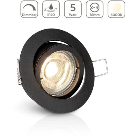 Einbauspot IP20 rund schwenkbar Bajonettverschluss - Farbe: Schwarz - LED Leuchtmittel: GU10 5W neutralweiß dimmbar