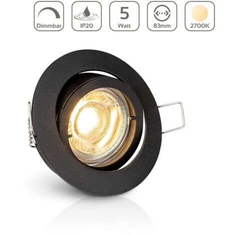 Einbauspot IP20 rund schwenkbar Bajonettverschluss - Farbe: Schwarz - LED Leuchtmittel: GU10 5W warmweiß dimmbar