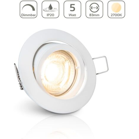 Einbauspot IP20 rund schwenkbar Bajonettverschluss - Farbe: Weiß - LED Leuchtmittel: GU10 5W warmweiß dimmbar