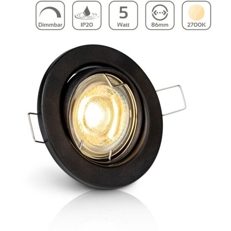Einbauspot IP20 rund schwenkbar Sprengring - Farbe: Schwarz - LED Leuchtmittel: GU10 5W warmweiß dimmbar