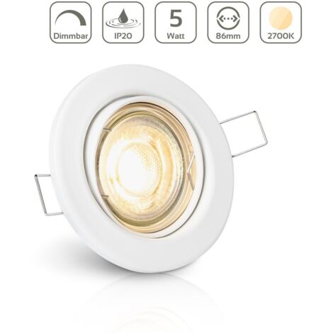 Einbauspot IP20 rund schwenkbar Sprengring - Farbe: Weiß - LED Leuchtmittel: GU10 5W warmweiß dimmbar