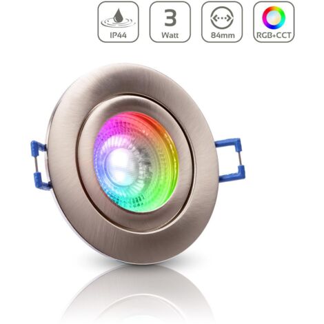 Einbauspot IP44 rund starr - Farbe: Edelstahl-gebürstet - LED Leuchtmittel: GU10 5W RGB+CCT