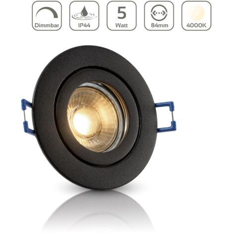 Einbauspot IP44 rund starr - Farbe: schwarz - LED Leuchtmittel: GU10 5W neutralweiß dimmbar