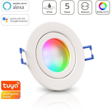 Einbauspot IP44 rund starr - Farbe: weiß - LED Leuchtmittel: GU10 5W RGB+CCT Smart Tuya