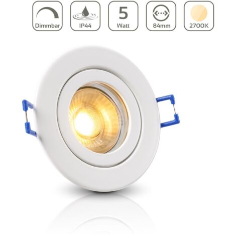 Einbauspot IP44 rund starr - Farbe: weiß - LED Leuchtmittel:  GU10 5W warmweiß dimmbar