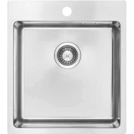 Einbauspülbecken Chrom eckig 45 cm aus Edelstahl mit verdecktem Ablauf "Olfato"