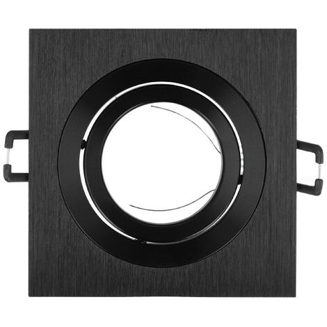 Einbaustrahler GU10 Einbaurahmen 35° Schwenkbar Ø85mm Bohrloch Aluminium inkl. GU10 Fassung für LED Leuchtmittel Schwarz Eckig